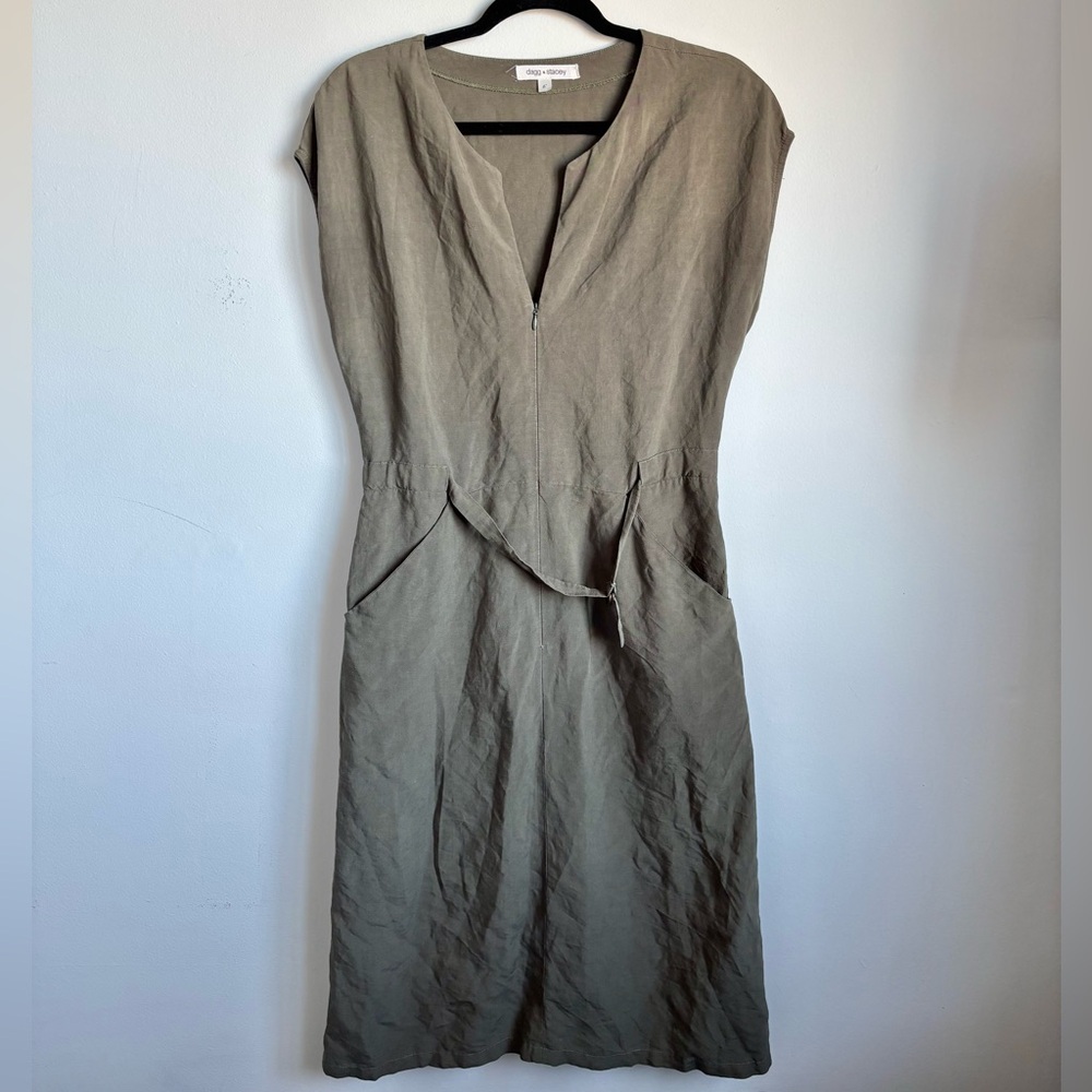 Dagg & Stacey linen blend midi dress in green